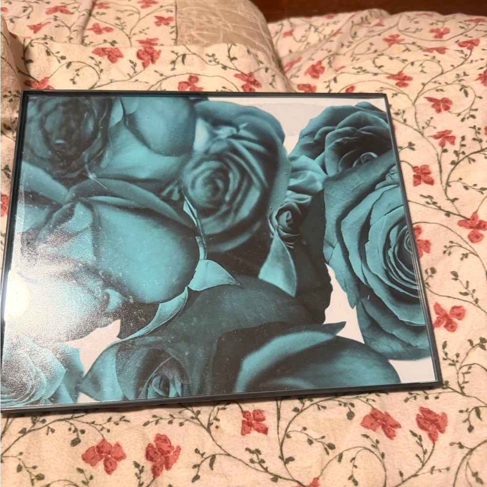 Teal Rose Print Wall Art